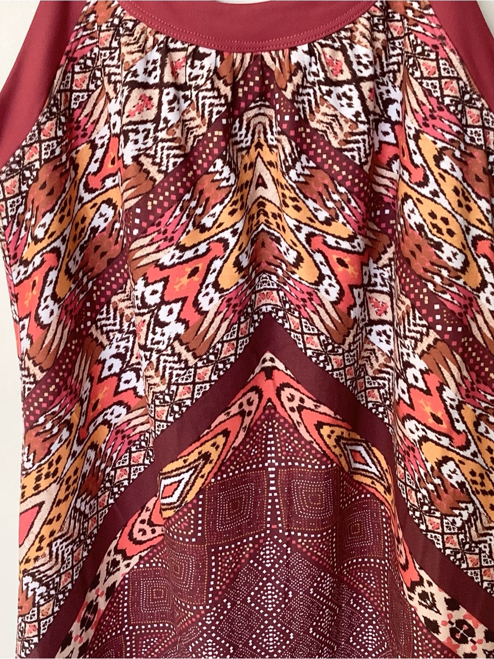 Prana Cantine Geometric and Ikat Print Activewear Dress - Raisin - S - Picture 3 of 9